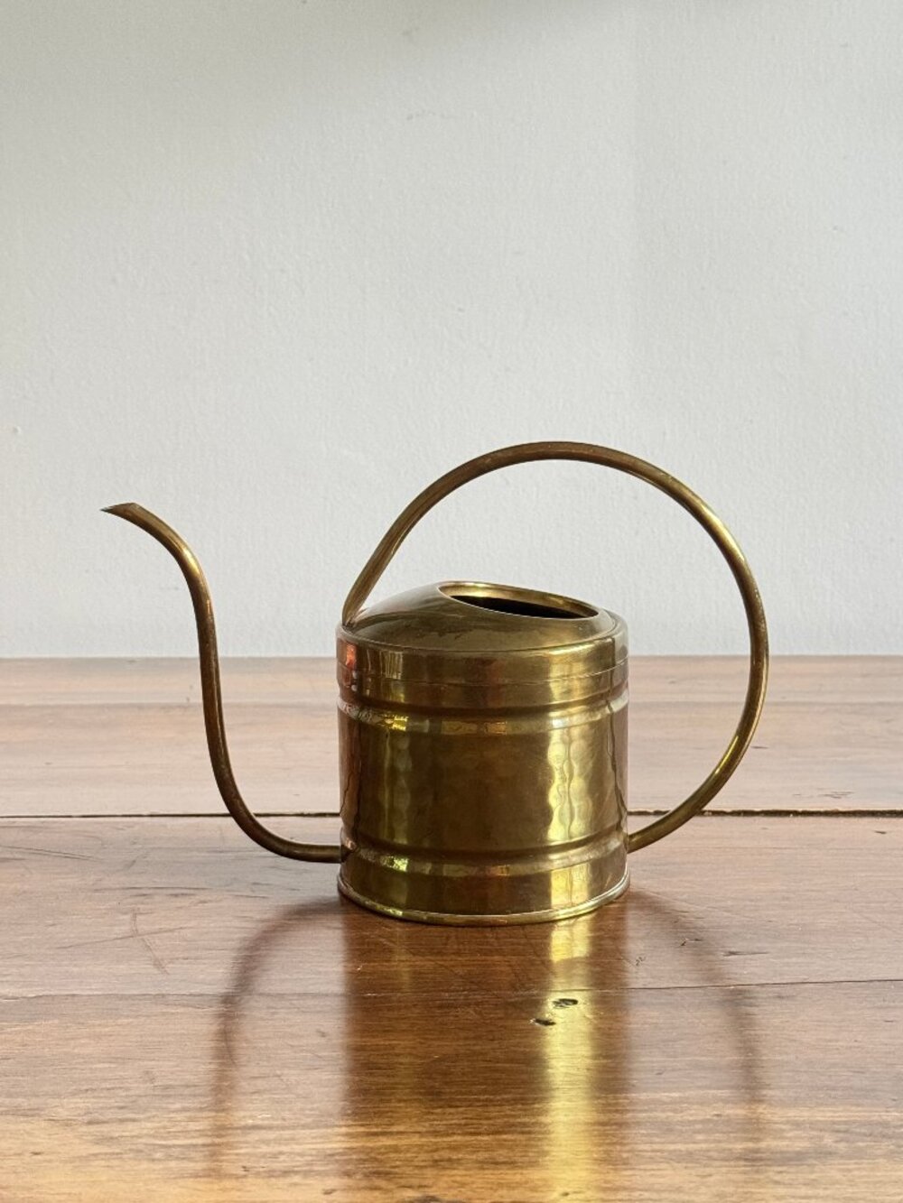 Vintage Brass Watering Can with Looped Handle and Long Skinny Spout